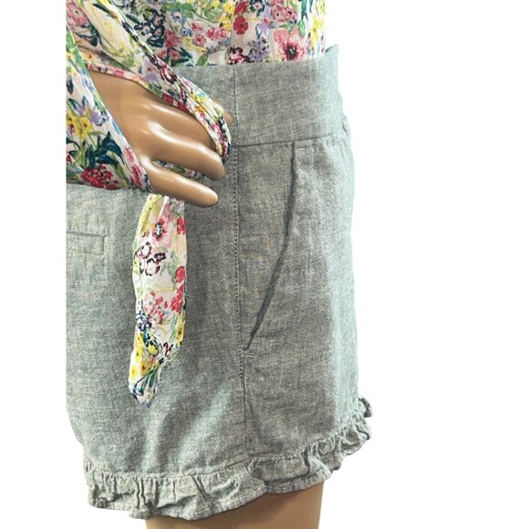 LOFT Womens 4' Linen Blend Ruffle Trim Shorts Size 2 Sage Green Sloanie - Picture 6 of 9